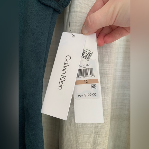 NEW Calvin Klein 12 Green Suede Sheath Dress - Picture 6 of 8